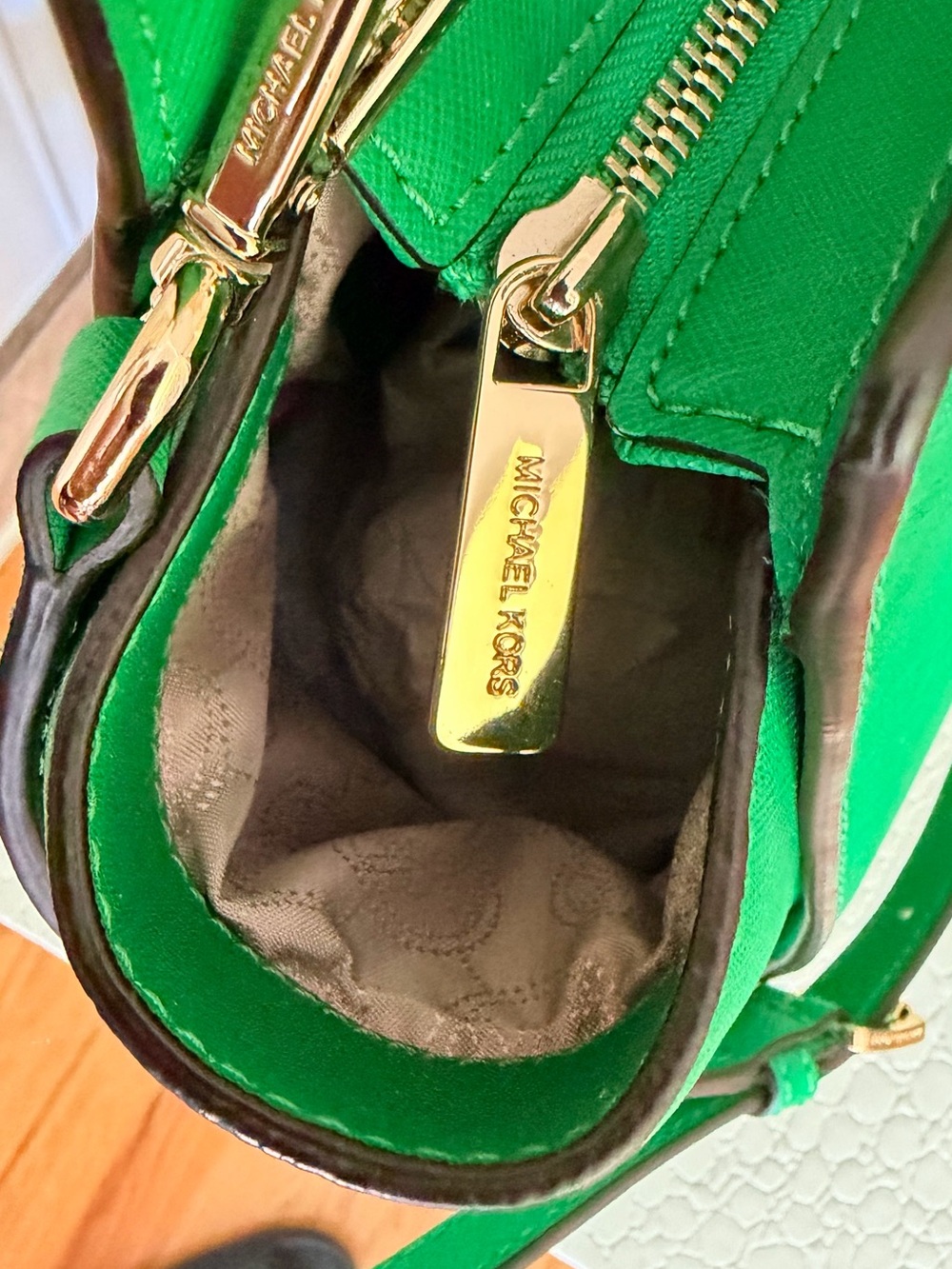 Michael Kors Green Leather Tote - Picture 6 of 6